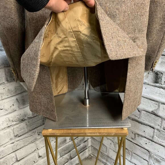 Brioni Vintage Tweed Blazer Sport Coat Mens 46 Brown Wool Metal Buttons Jacket - Picture 6 of 16